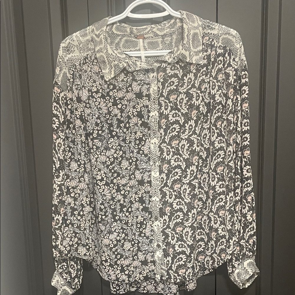 Free People Dani Monochrome Patterned Top